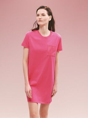 Hermes Pink Mosaic H Tee Shirt Dress with Chest Pocket